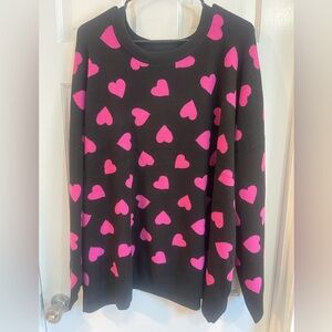 Torrid Black and Pink Heart Sweater